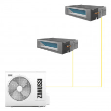 Канальная сплит-система Zanussi Multi Combo ERP DC на 2 комнаты